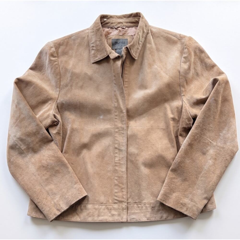 John Paul Richard Leather Jacket Women's 16 Tan Genuine Leather Button Front
